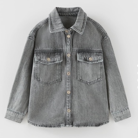 Zara Snap Button Denim Shirt/Overshirt - Picture 2 of 8